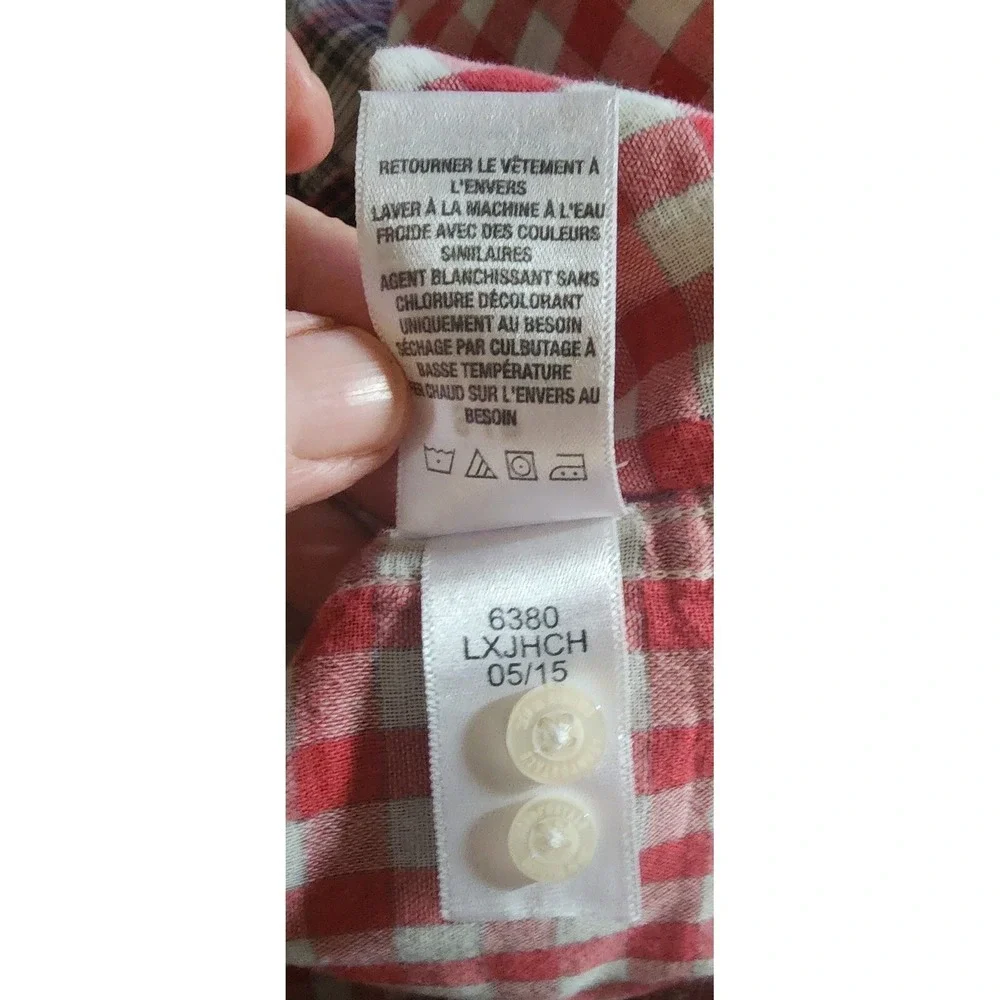 Aeropostale Shirt Womens Small Long Sleeve Red Plaid Checkered Soft Pocket - Picture 7 of 7